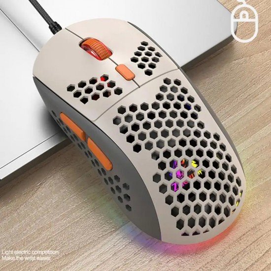 ماوس ألعاب خفيف 69G خلية نحل RGB 6 أزرار – ريكس سوق